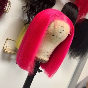 Hot Pink Closure Wig 14”